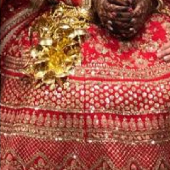 Sabyasachi copy lehnga in crimson red color. - Picture 11 of 11